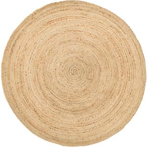 HOMEMONDE Handwoven Jute Area Rug - 5 feet Round Natural Yarn Loom Braided Rug - Eco-Friendly Boho Farmhouse Reversible Design for Bedroom, Living Room, and Kitchen