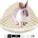 Rabbit Litter Box Bunny Corner Toilet Box for Hamster Ferret Rat Cage Pan 3.9 x 7.5 x 7.5 for Small Animals Traine Tray (Cream)