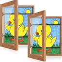 [2-Pack] Kids Art Frames, 8.5x11 Front Opening Kids Artwork Frames Changeable, Dark Woodgrain Artwork Display Storage Frame for Wall, Holds 50 Pcs, for 3D Picture, Crafts, Children Drawing, Hanging