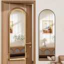 Rowjut Full Length Door Mirror, Wall Mounted Wall Mirrors, 50"X16" Arched Behind Door Mirror for Use in Living Rooms, Rooms, Bedrooms, Cloakrooms, etc. Durable & Stylish Home Decor (Gold).