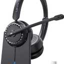 LEVN Wireless Headset, Wireless Headset with Mic for Work, AI Noise Cancelling, 65 Hrs Working Time, Bluetooth Headphones with Microphone from Computer/Call Center/Teams (Black)