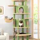 Globlazer Cactus Corner Cat Tree Tower for Large Cat, 66inch Tall Large Cat Tree Condo for Multiple Indoor Cats with 6 Scratching Posts, 2 Spacious Cat Condos, Soft Hammock, Hanging Basket, C66, Green