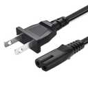 2 Prong TV Power Cable Cord for TCL Roku Smart LED LCD HD TV 24" 32" 40" 42" 43" 48" 50" 55" 60" 65" 75" 85"Inch - TCL Roku TVS 55s405 43s425 50s425 AC Plug A Power Supply Cord 3FT Cable Replacement