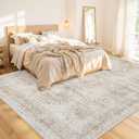 Area Rugs 9x12 Living Room: Vintage Boho Neutral Washable Rug Indoor Soft Large Area Rug Carpet for Bedroom Nursery Farmhouse Dining Room Office Floor Non-Slip Low Pile Under Table Rug Brown
