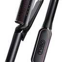 TYMO Flat Iron Hair Straightener Brush 2 in 1, 200M Ions Hair Straighteners for Women, Ceramic Straightening Hot Comb for Anti-Frizz Straights, Waves, Curl, 3X Less Heat Damage, Dual Voltage, Black