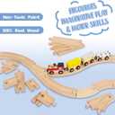 Wooden Train Tracks 24 Piece Set, Track Expansion and 9 Distinct Pieces - 100% Compatible with All Major Brands Including Thomas Wooden Railway System