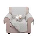 U-NICE HOME Recliner Chair Covers Reversible Chair Cover Pet Covers for Dogs with Elastic Straps Water Resistant Diamond Quilted (23''Armchair, Light Grey/Light Grey)