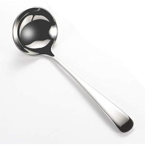 Wenkoni Small Soup Ladles, Sauce Gravy Soup Spoon Ladles, SUS 304 Non-magnetic Stainless Steel 7.6" Round (Color: Silver).