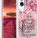 Compatible with Samsung Galaxy S25 Edge Case Designer Cute Clear for Women,Cool Transparent Silicone Phone Cases Cover - Pink Christian Bible Verses