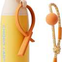 Insulated Stainless Steel Water Bottle with Two Strap | BPA-Free Leak Proof | 17oz Bottle with Spout Lid & Straw | Orange Marmalade