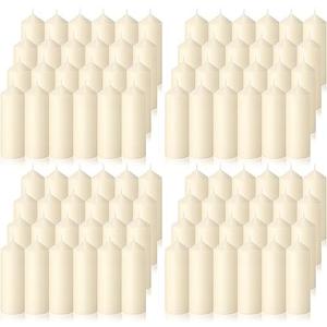 MTLEE Set of 40 Ivory Pillar Candles 2x4 Inch Dripless Unscented Candle Bulk Large Clean Burning Smokeless Dinner Candles Long Burning Decorative Candles for Home Wedding Party Spa Bath Pink