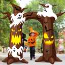 Halloween Door Decorations Large Spooky Ghost Tree Halloween Door Hanging Banner Halloweens Ghost Tree Porch Sign for Creepy Halloweens Haunted House Party Backdrop Photo Props Supply 9.4 x 9ft