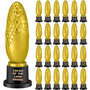 24 Pcs Corn Trophy Award 6 Inch Cream of The Crop Funny Trophy Award Funny Graduation Gifts MVP Gold Plastic Corn Decor Bulk Sports Event Party Favors for Champion Employee Coworker Friend