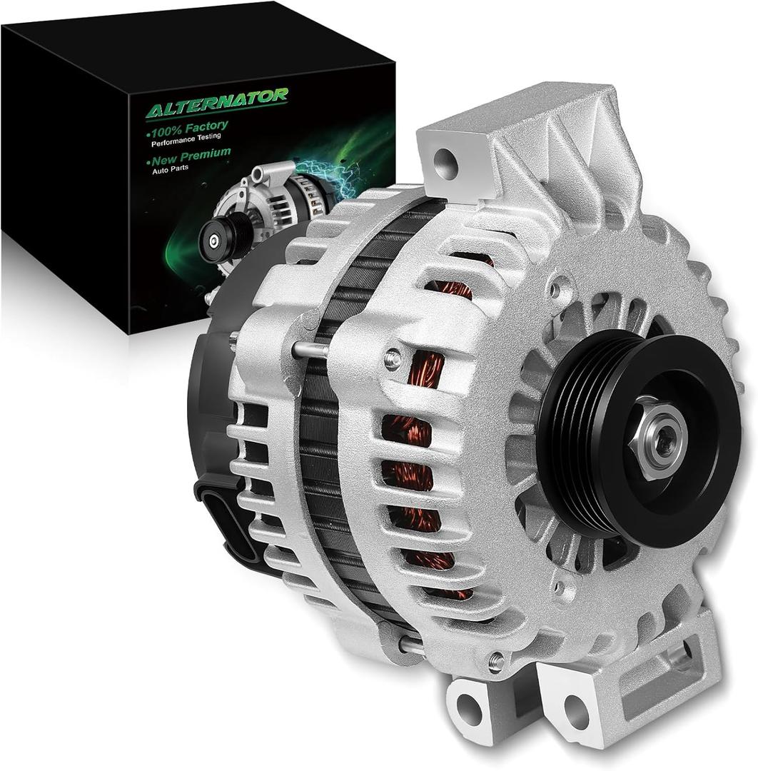 Upgraded Alternator for:-Chevy Trailblazer EXT 2002 2003 2004 2005 4.2L, for:-GMC Envoy XL XUV 2002 2003 2004 2005 4.2L, for:-Buick Rainier, Bravada, 9-7X 4.2L, 12V 150Amp OE# 10480285 (NEW)