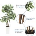GarveeHome 5ft Artificial Ficus Tree,Tall Faux Floor Plant with White Tall Planter -Fake Plants for Home Decor Indoor with 3 Natural Trunks & White-Edged Leaves,Faux Greenery Tree for Garden Decor