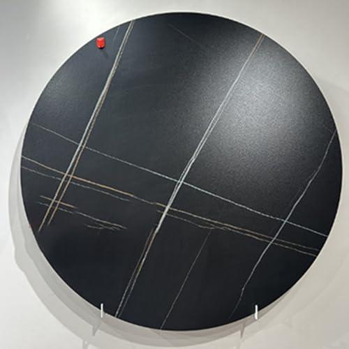 Round Table Dining Table Turntable Home Rock Plate Turntable Restaurant Marble Round Table Rotating Stone Turntable Tabletop (Single)(Black,80cm(32inch))