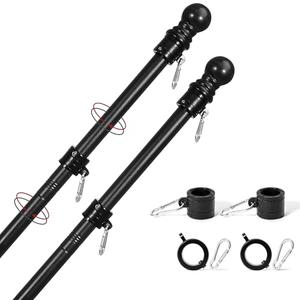 Yeesun Flag Pole,6FT Flag Pole Kit(2 Packs) for 3' x 5'American Flag, Flag Pole Holder for Outside House,Truck & Boat Use (Without Bracket) (Black)