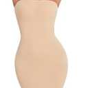 USEASY Women's Strapless Shapewear Full Slip for Under Dresses Tummy Control Seamless Body Shaper Slips, Size: S