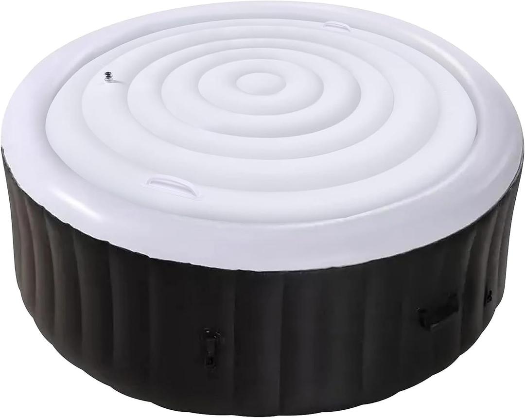 Tlswshsy 5.4 Ft Inflatable Hot Tub Cover- Energy Saving Lid for Round Hot Tub- Foldable Protective Rain Overflow Cover for Outdoor Inflatable Hot Tubs
