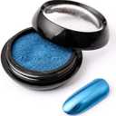 3 x Chrome Nail Powder, Metallic Mirror Holographic Nail Glitter Chrome Powder Reflective Glossy Nail Powder Pigment Manicure for Nail Art DIY Decoration (09 Blue)