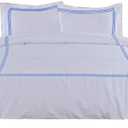 BedDecor Duvet Cover Set – 3-Piece, 500TC Egyptian Cotton with 3-Line Embroidery, Zipper & Corner Ties – Medium Blue, Full/Queen