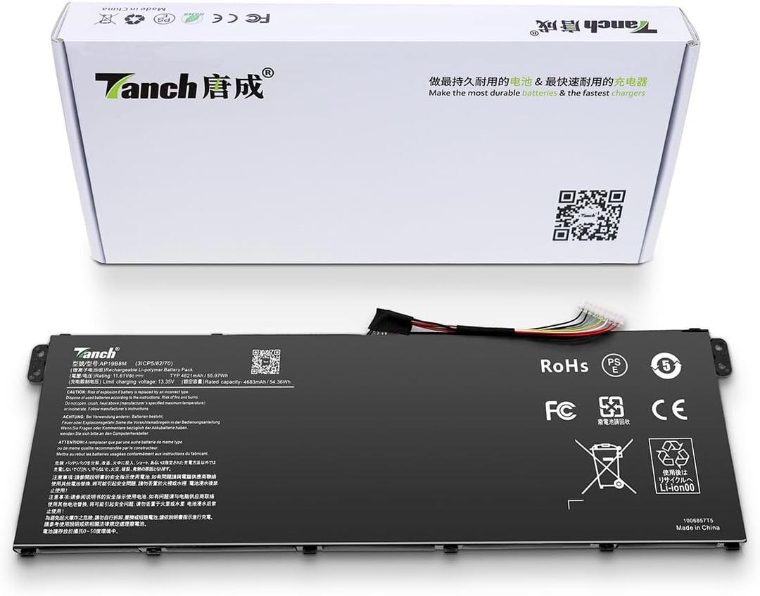 Tanch Genuine Laptop Battery AP19B8M KT0030G024 3ICP5/82/70 Replacement for Acer Spin 514 CP-514-1H Spin 713 CP713-3W Swift 3 Travelmate P4 P4(TMP414-51) P4 TMP416-51-55KN Aspire vero 15 11.61V 4821m