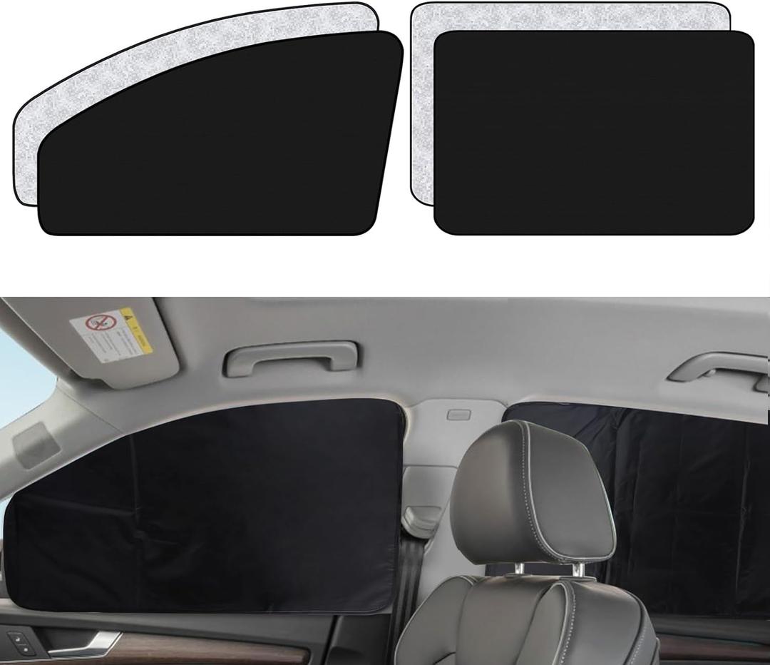 XCBYT Car Side Window Shades - 4 Pack Sun Shade for Baby Car Curtains 99% UV Protection Privacy Magnetic Retractable Fordable Car Window Covers Auto Accessories (Silver)