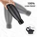 Insulated Water Bottle, 2 Pack-9oz Stainless Steel Water Bottles with straw lid, Metal Sports Water Bottles for Boys,Girls, Double Wall Vacuum BPA-Free Flask for Sports (Black-Sliver)