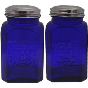 Vintage Salt and Pepper Shakers (Blue, Large)