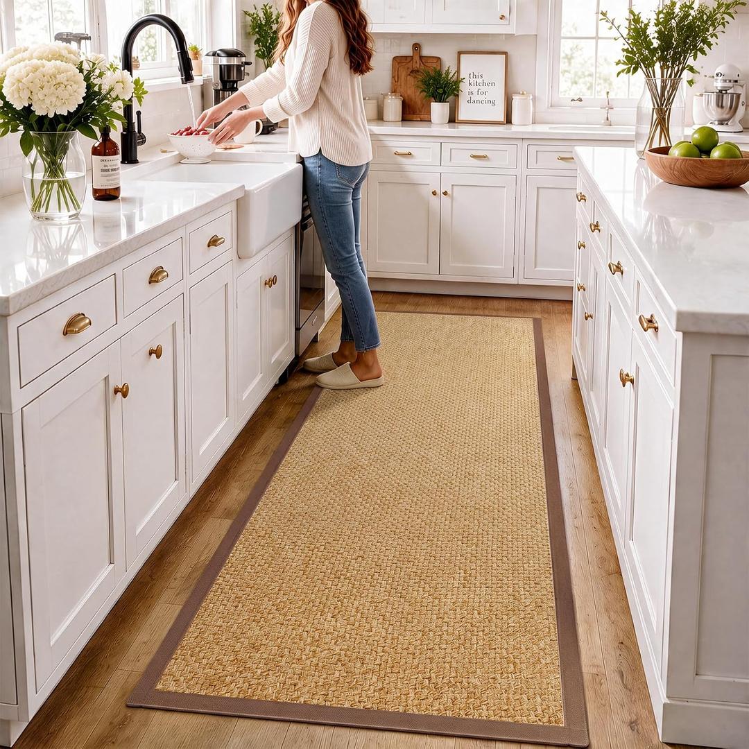Kitchen Runner Rug Non Slip Hallway Runner Entryway Mat Brown 2x6 ft