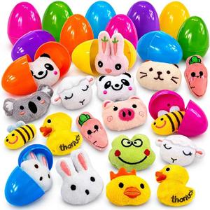 stargo 36 Pack Colorful Prefilled Easter Eggs bulk with Mini Plush Easter toys - Plastic easter Eggs with plushies for Easter Basket stuffers, Easter Gifts, Egg Hunts Party Decorations Goodie Bags