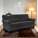 URBANLIFE 4-Piece Stretch Sofa Covers for 3 Cushion Couch, Charcoal Gray