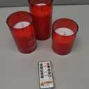 Homemory Red Glass Flameless Candles, Battery Operated LED Pillar Candles with Remote Control and Timer, Radiance Candles, Real Wax, Set of 3,D3 xH4 5" 6"