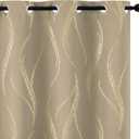 Yakamok Room Darkening Curtains 84 Inches Long 2 Panels for Living Room Thermal Insulated Blackout Drapes with Dots Gold for Bedroom, Grommet Top (52W x 84L Inch, Set of 2, Natural)