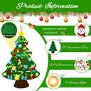 Flechllary 3ft DIY Felt Christmas Tree for Toddlers, Set Plus Snowman Advent Calendar with 33 Removable Ornaments, Wall Hanging Xmas Gift for Kids with String Lights (Batteries Not Included)