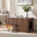 HOOBRO Cat Litter Box Enclosure, Hidden Litter Box Furniture with Side Entry, Litter Box Cabinet, Indoor Cat House, End Side Table, 31.5"L x 17.7"W x 16.3"H, for Living Room, Bathroom, Walnut WL40MW01