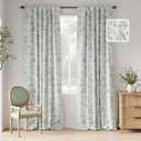 jinchan 100% Blackout Floral Curtains 96 Inches Long, Printed Flower Sage Green Blackout Curtains for Bedroom Rod Pocket Back Tab Full Blackout Curtains Thermal Insulated Window Drapes, 2 Panels