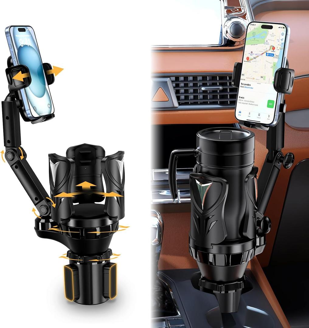 Phone Holders for Your Car, Adjustable Car Cup Holder Expander with Rubber Grip, Secure Hold, Multi-Scenario Use for Drivers, Commuters & Road Trips, Universal Fit for Up to 5.31'' Drinks/Mugs/Foods