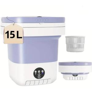Mini Portable Foldable Washing Machine 15L, Compact Purple Washer for Travel/Camping/Dorm, Efficient Cleaning, Lightweight & Space-Saving Design,Quick Wash & Energy Saving