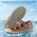 MAIZUN Leather Sandals for Men Summer Closed Toe Sandal Outdoor Fisherman Shoes Hiking Walking Shoes for Beach Walking Hiking Sport Sandal (10.5, Dark Brown)