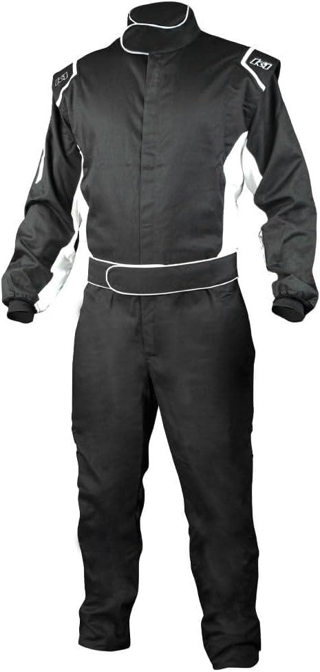 K1 Challenger Adult FR Cotton Fire Suit - SFI 3.2A/1 - Black, White - Medium 52
