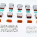 5 Sets 12P DT Connector kit Waterproof Sealed Electrical Plug housing Wire Dt Connector 22-16AWG DT04-12P DT06-12S (Gray)