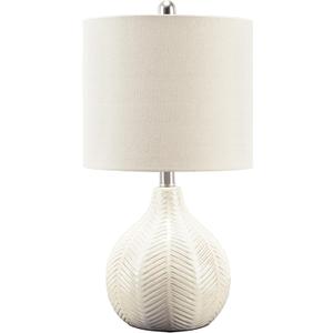 Signature Design by Ashley Rainermen 20" Modern Herringbone Ceramic Table Lamp, Off White