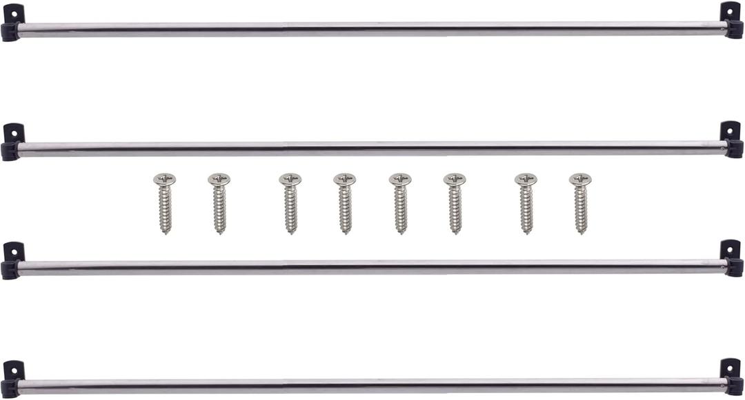 YYST Type A 16" to 39.5" Swivel End Curtain Sash Rod for Top & Bottom Doors & Sidelights Window Petite Caf Sidelight Rods W Screws (Black-4)