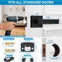 Plustool 5 Pack Matte Black Door Handles Interior, Passage Door Knobs Closet Door Levers for Hallway, Heavy Duty Square Doorknob Non-Locking Handlesets for Left & Right Sided Doors