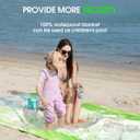 Beach Blanket Waterproof, Sandproof Mat with Portable Bag for Picnic, Nylon Mat, Quick Drying, Lightweight with 4 Stakes & 3 Water Bags, Use as Children's Pool (Green) (80"*80" (1-5 Person))