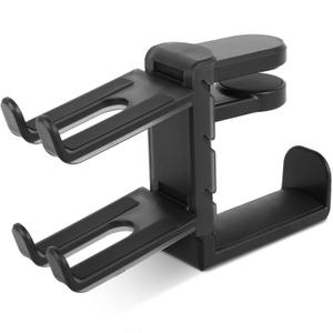 Gaming Headphone Stand, 3 in 1 Aluminium Alloy Gaming Headset Holder, No Drilling Detachable Controller Headset Hanger, 360 Swivel Headphone Hanger With Protective Pad for Clamping on Desk (black)