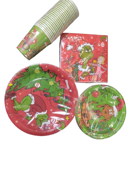 Christmas Plates Set: 100Pcs Xmas Party Decorations Christmas Party Plates and Napkin, Included 9 inch & 7 inch Plates Napkins Cups
