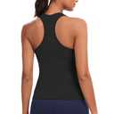 Ecogoose Sports Bra Tank Tops for Women with Built-in Bra, Wide Strap Racerback Workout Crop Tops, Running Gym Yoga Athletic Shirts Black