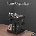 Cologne Organizer for Men Women, Large Capacity Wood Cologne Stand with Rotate Perfume Shelf Bathroom Vanity Countertop Storage